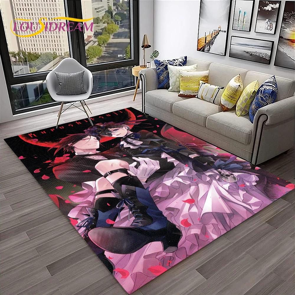 Cartoon Black Butler Anime 3D-Teppich für Zuhause, Wohnzimmer, Schlafzimmer, Sofa, Fußmatte, Dekor, Kinderspielbereich, rutschfeste Bodenmatte