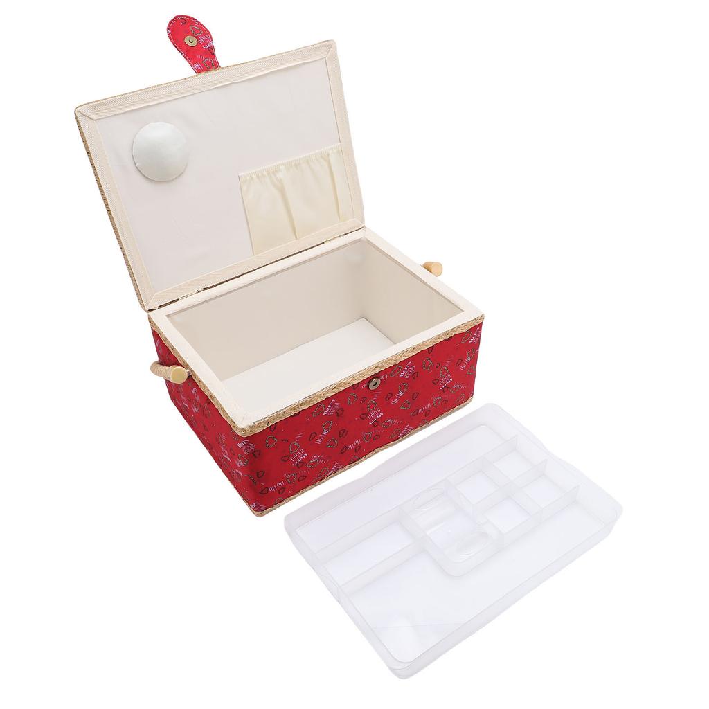 Nähkorb Große Kapazität Buchstabenmuster Vorratsbehälterbox für Handwerksliebhaber mit herausnehmbarem Fach innen