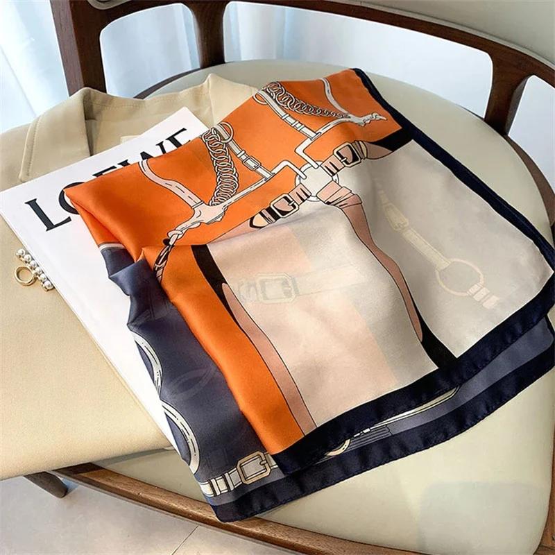 Luxury Silk Shawl Square Scarf for Women Satin Hijab Fashion Wraps Neckerchief Female Hair Bands Ribbon Headband Bandana