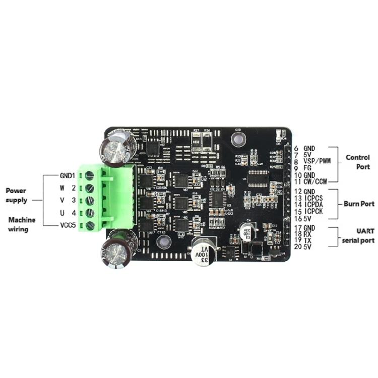 6-80V 1600W BLDC Three Phase Brushless Motor Controller PWM Motor Driver Board Motor Regulator No Hall Power Supply