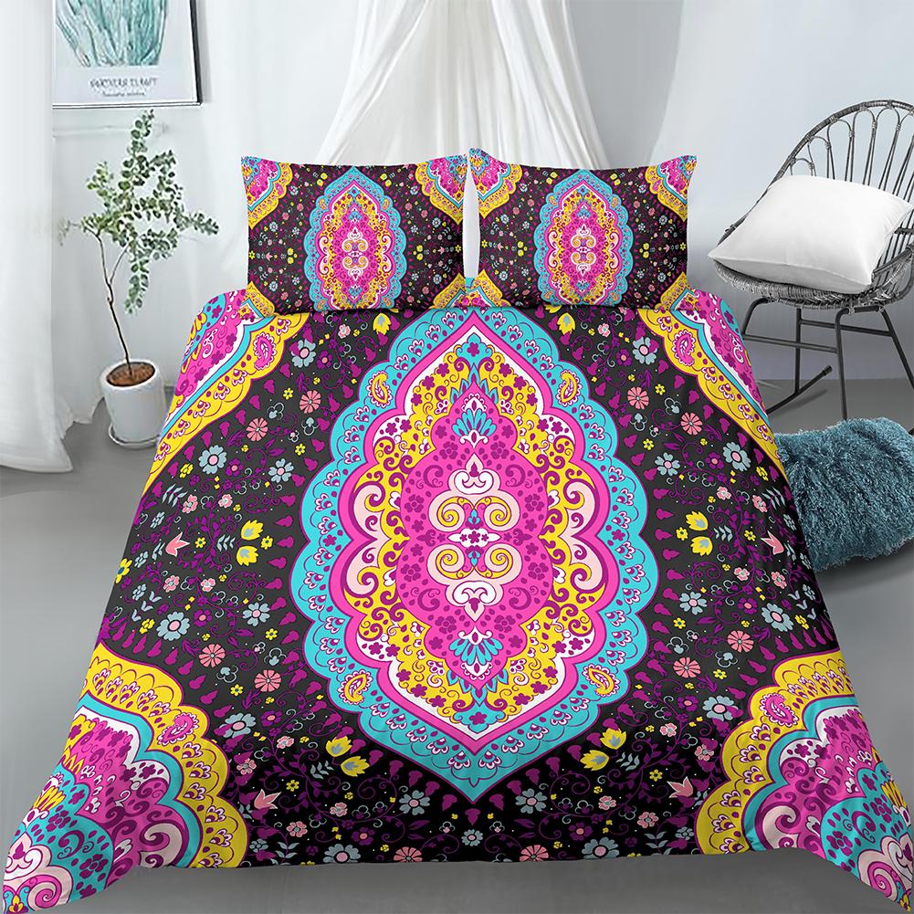 Luxury Boho Style Duvet Cover Geometric Print Bedding Set Quilt Cover with Zipper Closure King Queen Polyester Comforter Cover