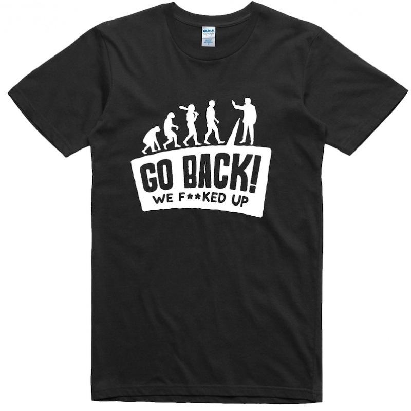 Mens Funny Evolution Go Back Print Short Sleeved T-shirt Fashionable Comfortable Soft Breathable Summer Cotton T-shirt S