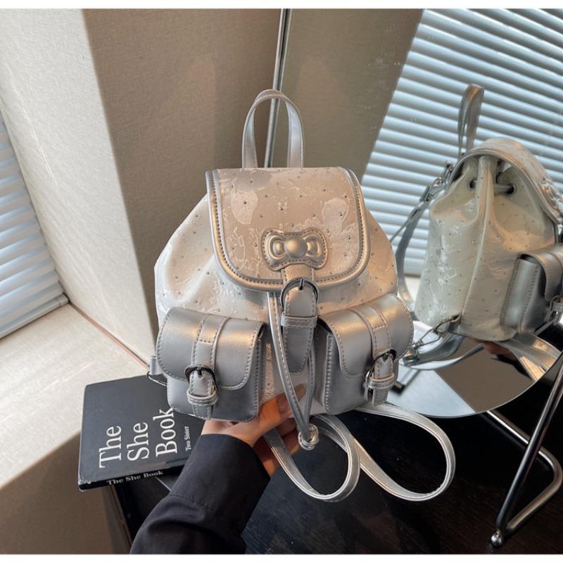 

Рюкзак Женский Модный Нишевый Дизайн Студенческий Школьный Рюкзак Сумка-Ведро Премиальный Повседневный Легкий Дорожный Рюкзак серебряный