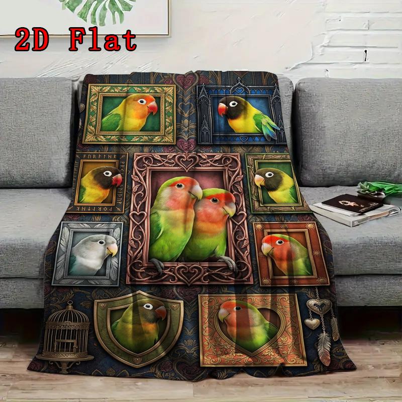 Parrot Portrait Gallery 2D Flat Pattern Flannel Blanket, High Quality All Seasons, Home Decor, Warmth and Comfort, Perfect for Christmas Gifts.