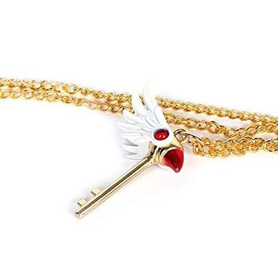 Cardcaptor Sakura Necklace Ladies Keychain Fashion Bird Pendant Anime Magic Stick Cosplay Props Girls Gift