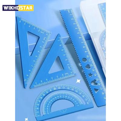 4pcs Metal Drafting Set With Storage Box Students Measure Ruler Set Multi-Function Set