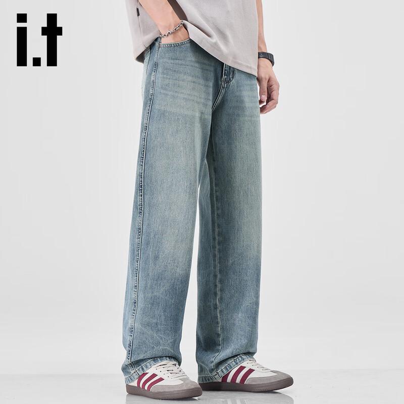 izzue it Men's Loose Straight-Leg Jeans