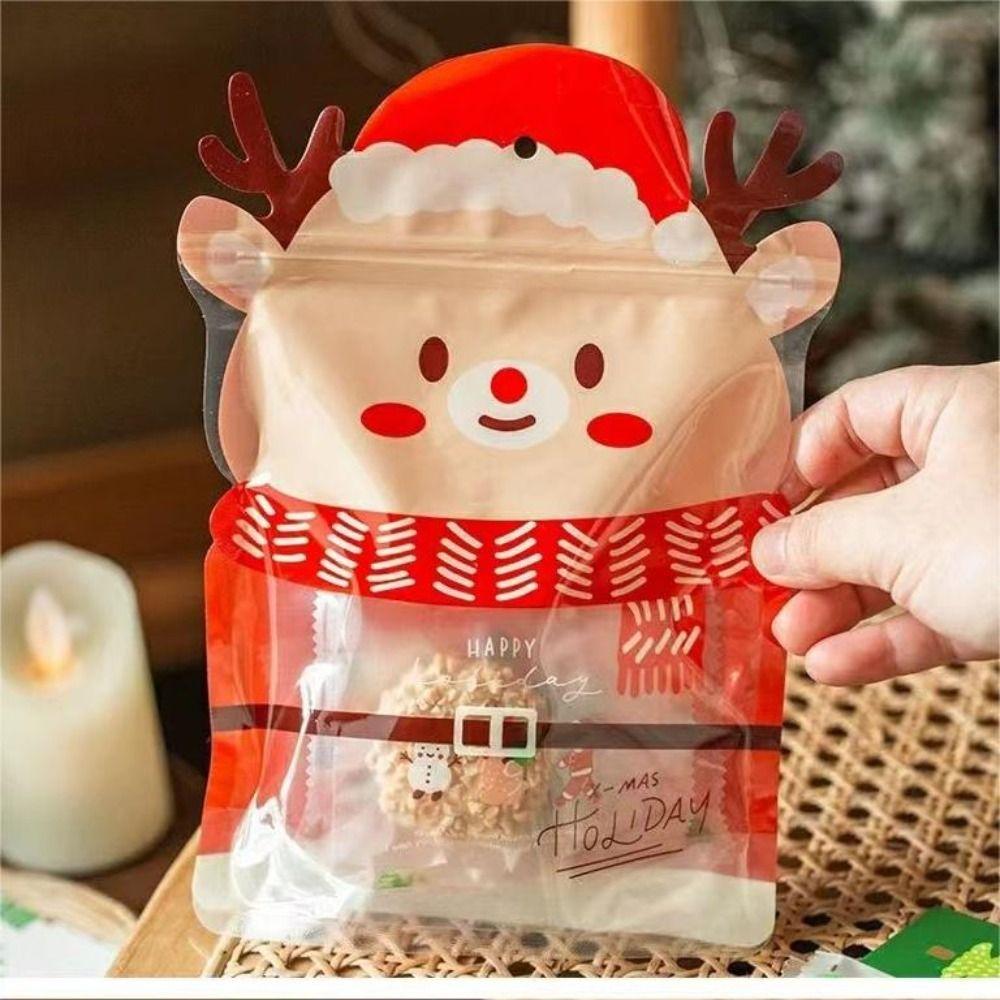 10pcs Elk Christmas Tree Shaped Candy Packing Bags Thick Candy Pouches  Weddding Gifts
