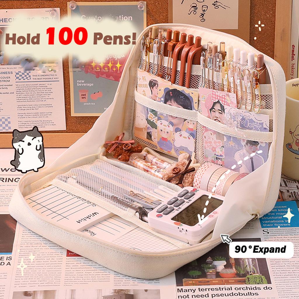 Velkokapacitní pouzdro na tužku Kawaii Kosmetická taštička Roztomilé plátěné pouzdro na pero organizér Korejský pro dívku Školní kancelářské potřeby Psací potřeby