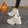 Women's Fur One Thick Bottom Heightening Winter Lightweight Padded Warm Snow Boots Non-slip Wear Casual Sneakers a Footstool Lace-up Cotton Boots