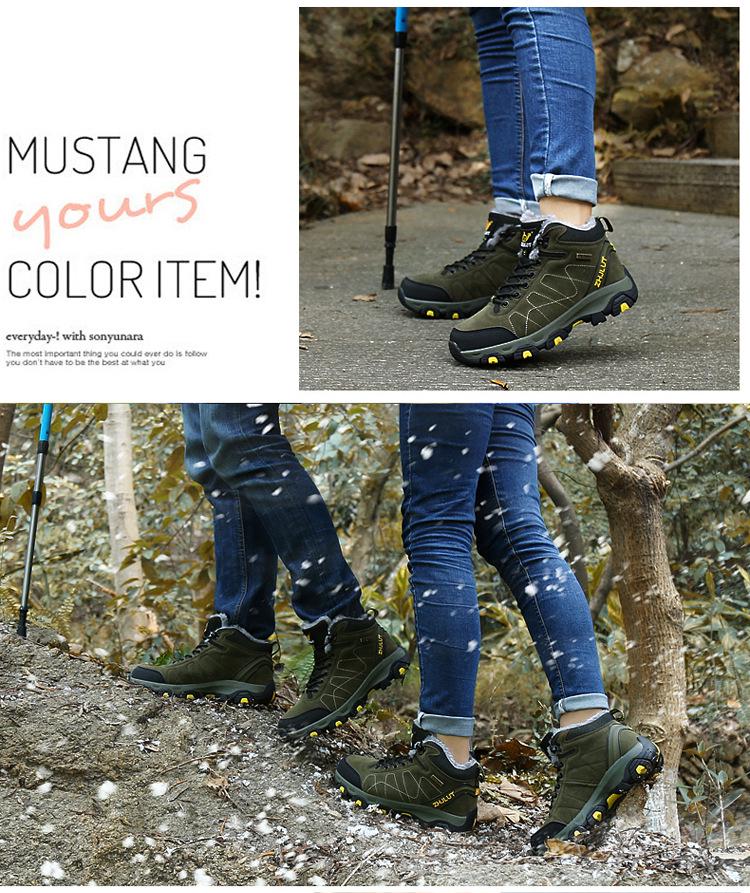 Qifeng Winter High-Top Mountaineering Shoes with Fleece Lining - Sizes 45, 46, 47