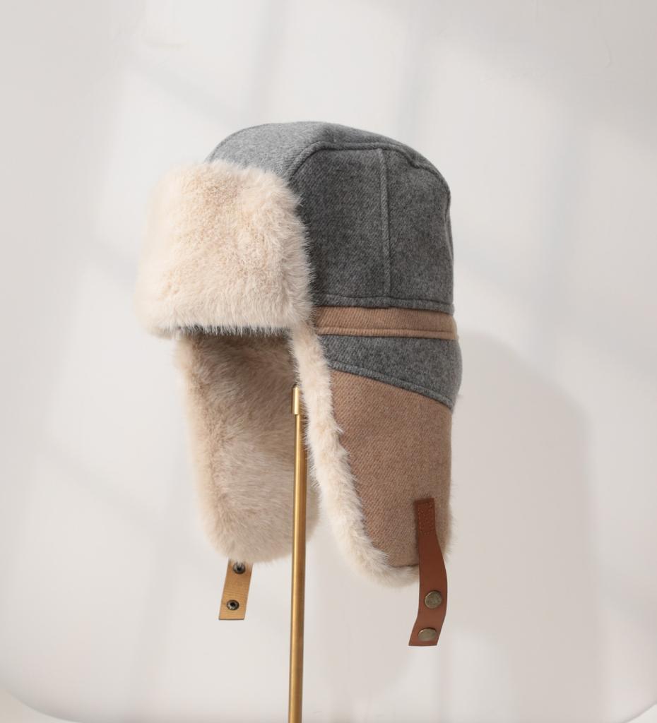 Imitation Fur Mink Hair Hat Female Fall and Winter Plush Fisherman Hat Khaki Senior Show Face Small Warm Ear Protection Lei Feng Hat