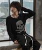 LANARCHIVE [0148] Skull Hotfix Slub Long Sleeve - Black