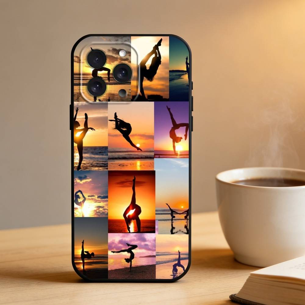 GYM Girl Gymnastic Phone Case For iPhone 17 16 15 14 13 12 Max Plus Silicone Black Cover