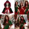 Vintage Christmas Hooded Cape With Polyester Material For Festive Event Wear