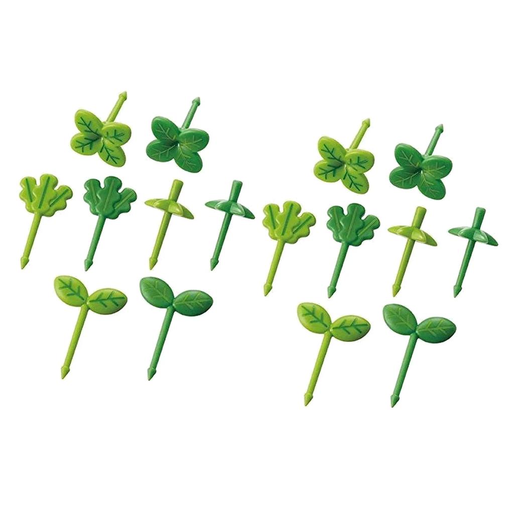 40-8 pezzi Bastoncini di Plastica Decorazioni per Feste in Casa Forchette Stuzzichini Cibo Stuzzicadenti Accessori per il Pranzo Forme di Foglia per Bambini per Panino Insalata