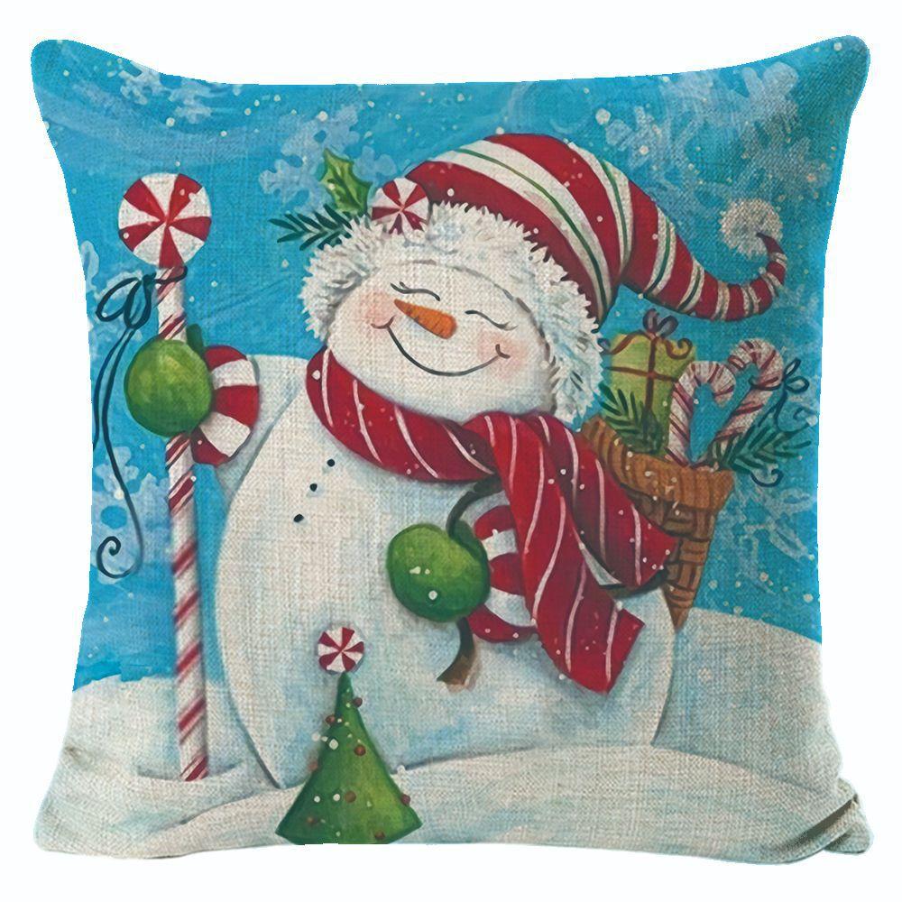 New Christmas Pillow Cover Snowman Print Pillow Cover Living Room Sofa Decorative Pillow
