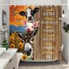 Farm Animals Highland Cattle Shower Curtain Rustic Rustic Farmhouse Plank Vintage Style Washable Shower Curtains Bathroom Decor