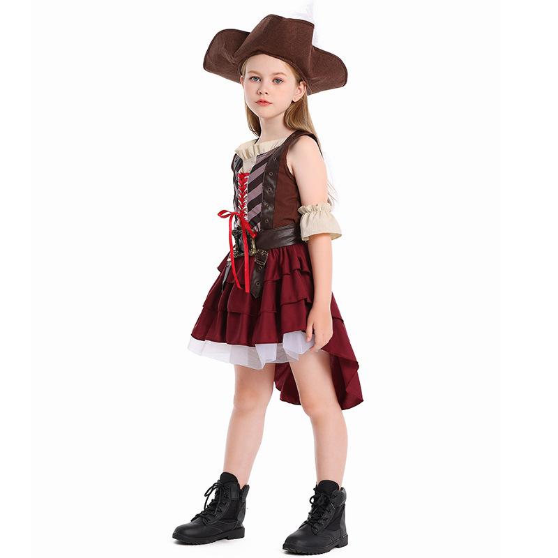 Kids Girls Somali Pirate Dress Halloween Cosplay Game Stage Performance Costume