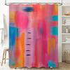 Bright Colorful Shower Curtain Set Modern Design For Bathroom Decor Red, Pink, Blue, Orange, Yellow Colors Polyester Fabric With