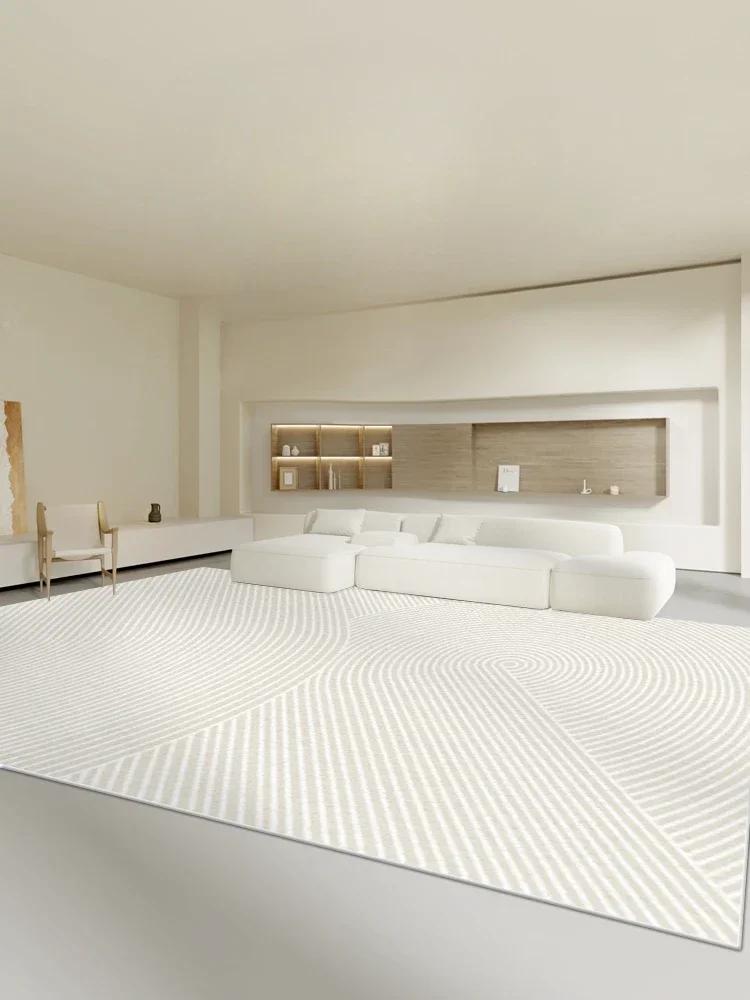 Living Room Oversized Carpet White Lines Bedroom Carpets Minimalist Stripes Home Rug Fluff Non-slip Machine Washable Rugs Tapete