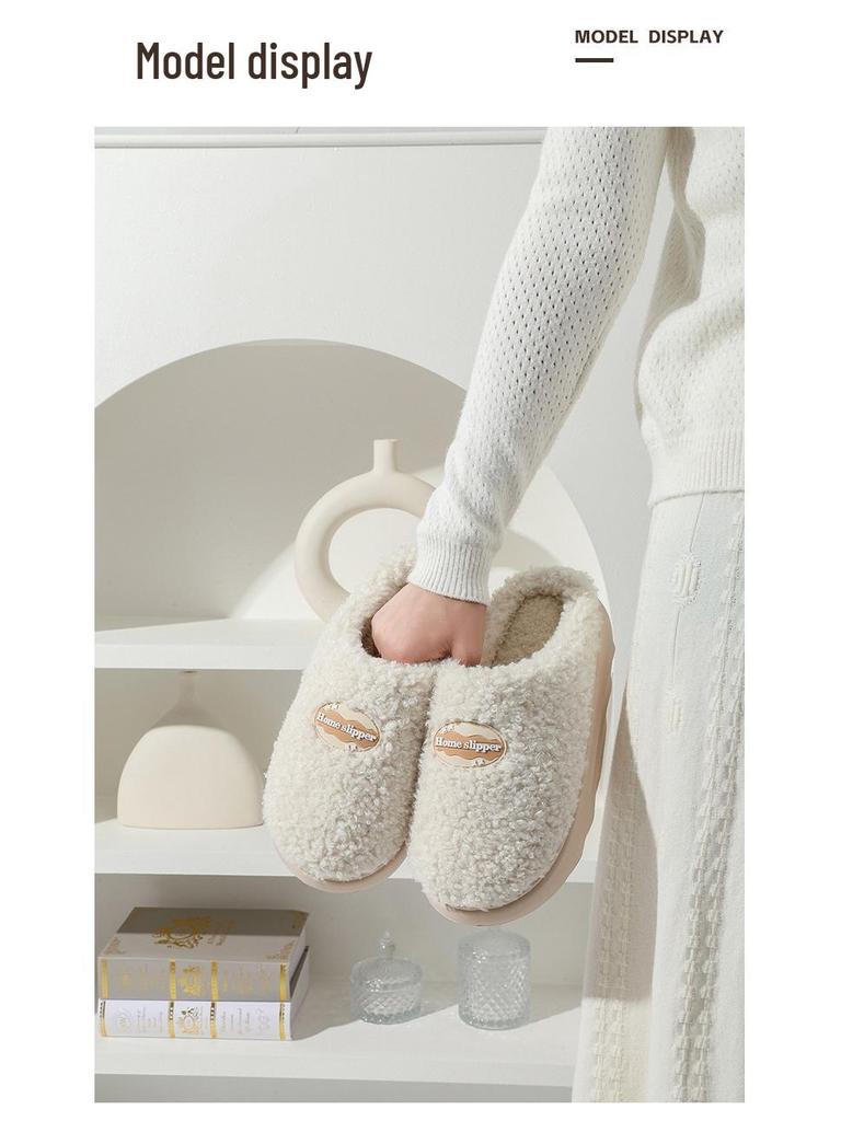 2025 Autumn/Winter Women's Plush Postpartum Non-Slip Odor-Resistant Cotton Slippers