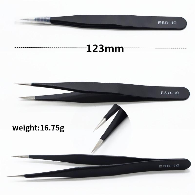 Precision Esd Anti-Static Tweezers Set -6-Pc Durable Stainless Steel Tool For Electronic Repair And Process Modeling, Bending&St