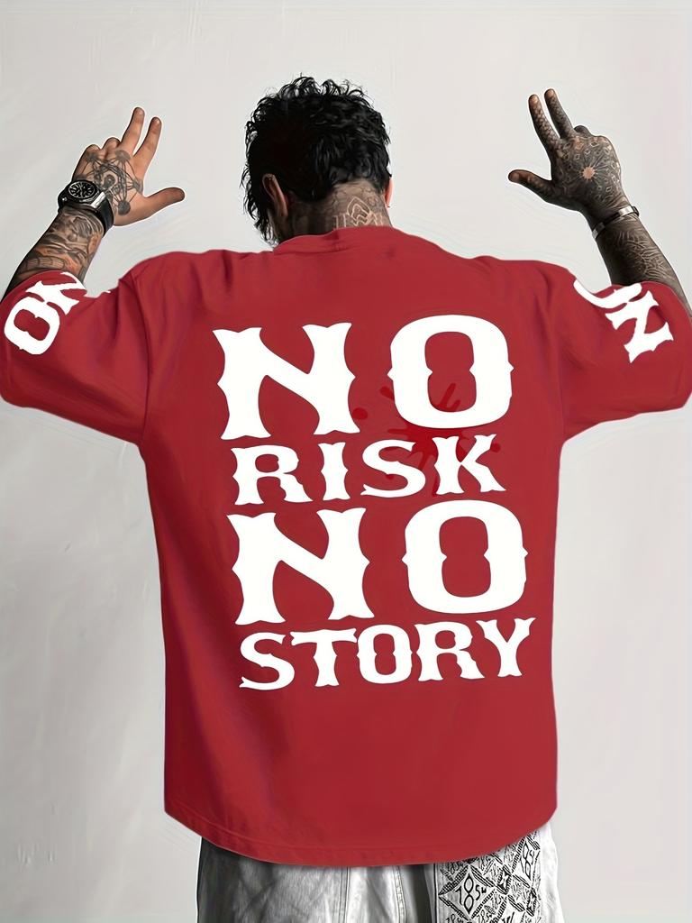 Kein Risiko, keine Geschichte Kühler Motivierender Slogan Grafik T-Shirt Unisex Unisex Streetwear Kurzarm Baumwoll Tops