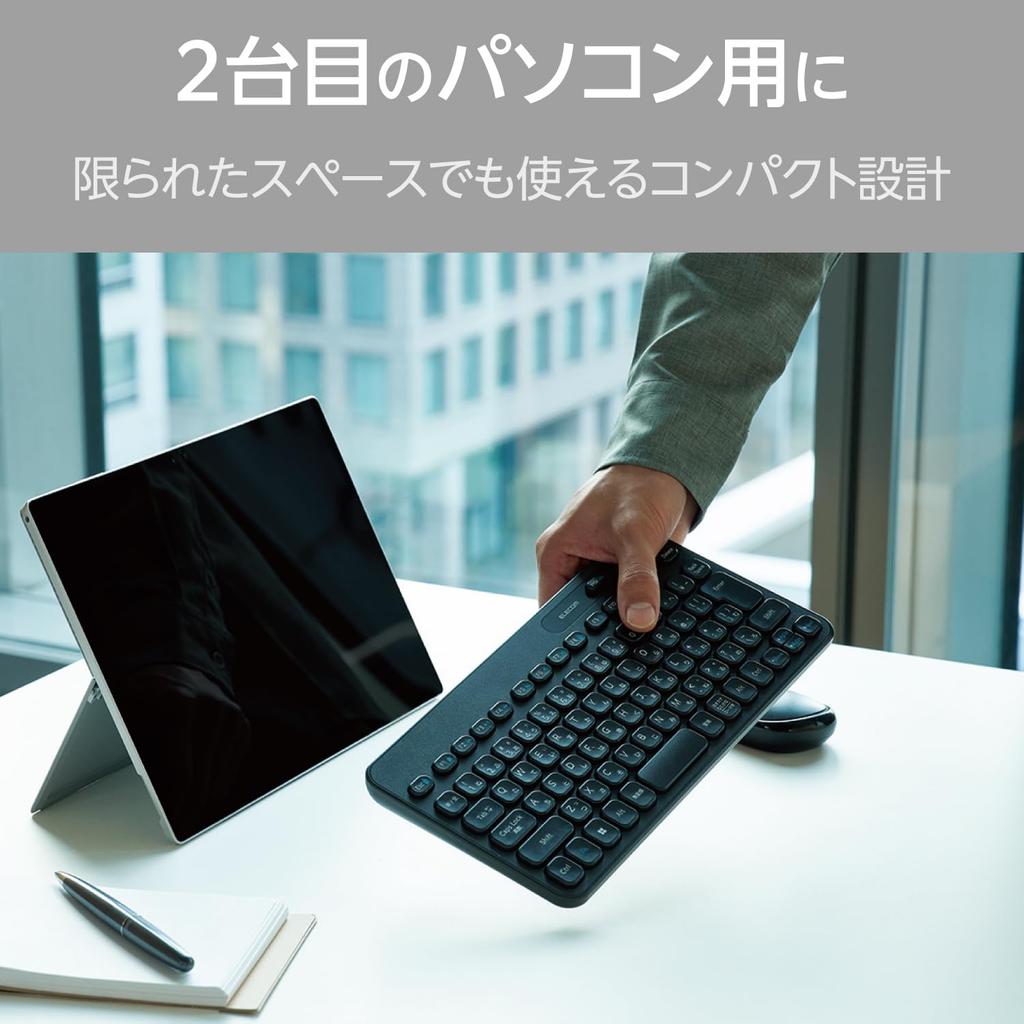 ELECOM Wireless Wireless Membrane Equipped with a Caps Lock Function Disable 5 Million Times Durable Compatible with Windows Black Keyboard, Type,