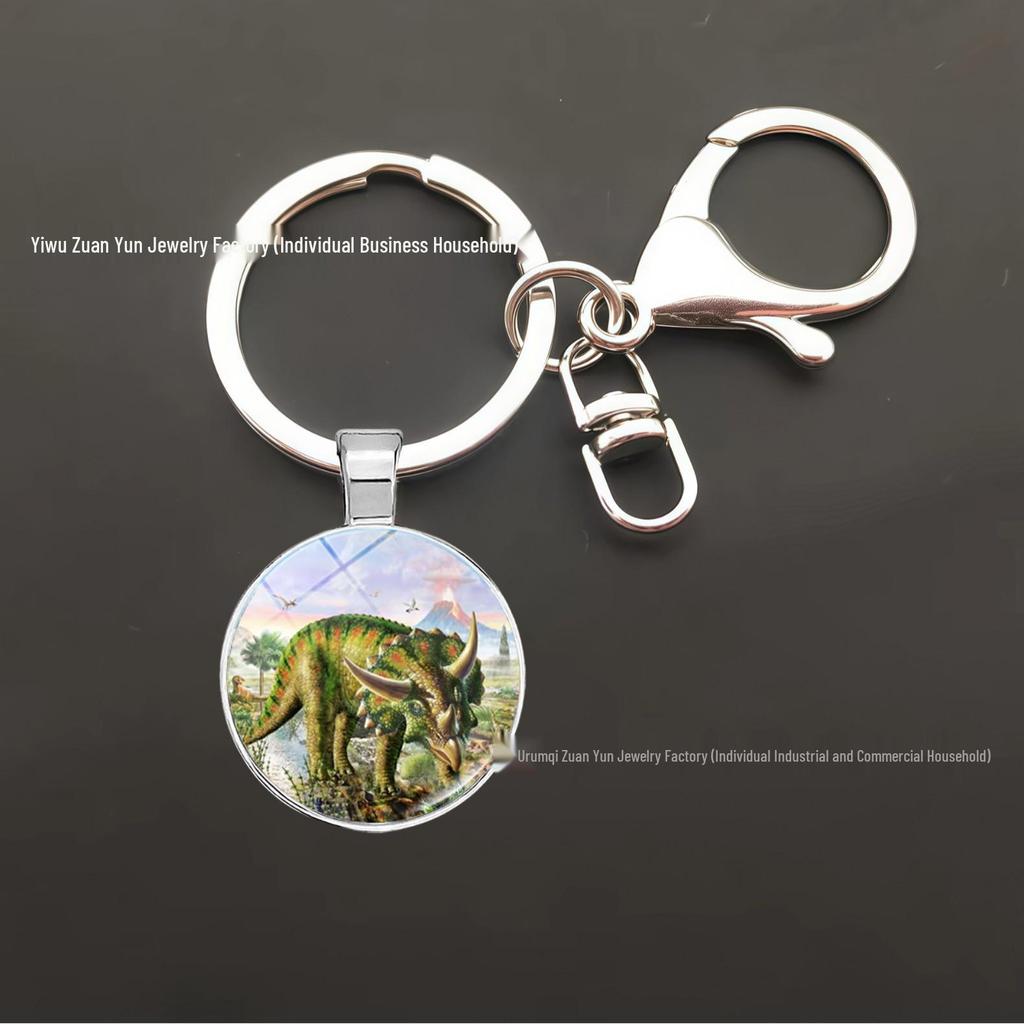 Dinosaur Keychain Pendant: T-Rex, Pterodactyl, Diplodocus, Spinosaurus with Metal Lobster Clasp - Popular European & American Design