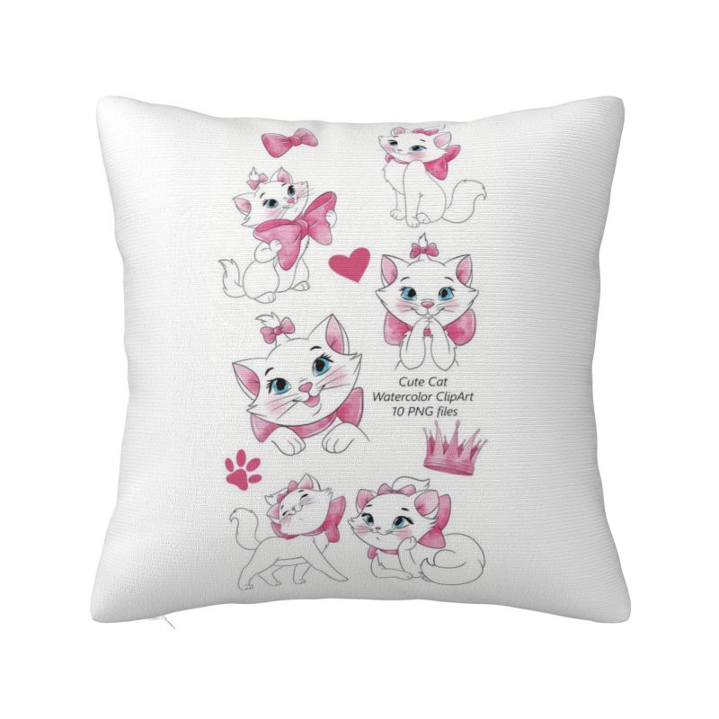 Custom Modern Marie Cat Rose Sofa Cushion Cover Soft Throw Pillow Case