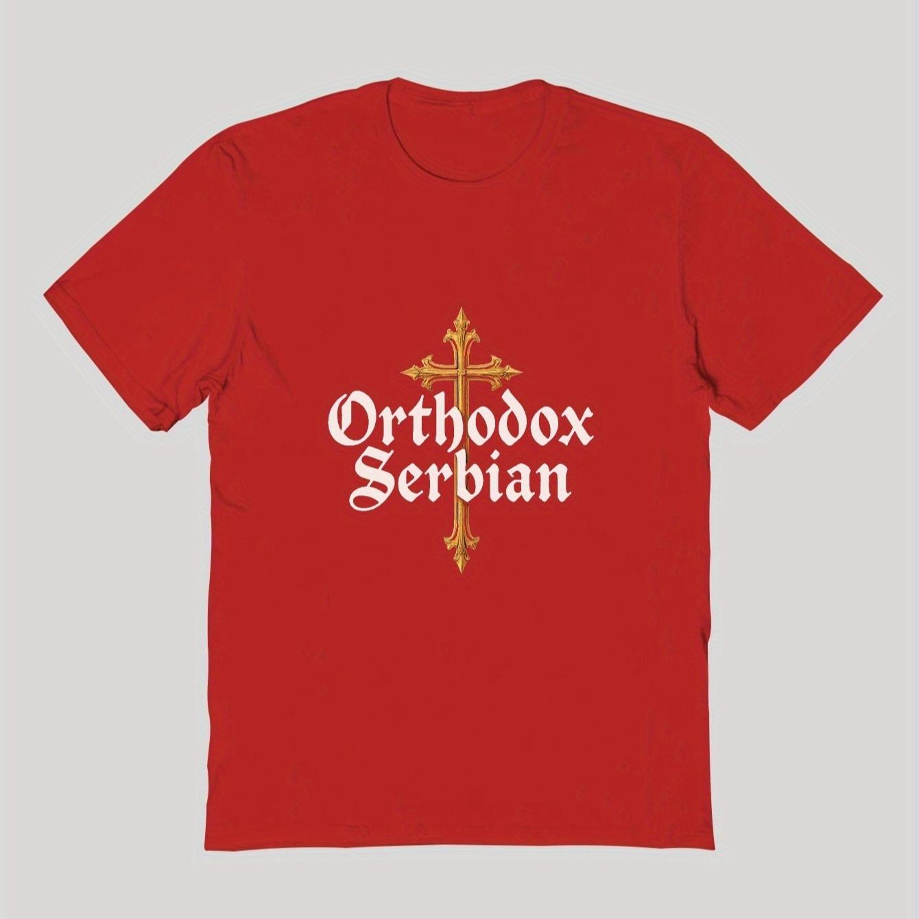 

Orthodox Serbian Golden Cross Text Print TShirt 100 Cotton ONeck Short Sleeve Summer Casual Mens Tshirt Streetwear S
