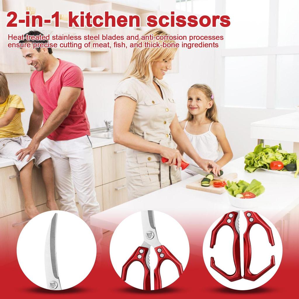 Kitchen Scissors For Food 2 In 1 Food Scissors With Walnut Cracker Multipurpose Shear Stainless Steel Kitchen Utensil For Dining