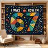 2D Flat, 1pc 2D Flat Tapestry "Happy 67th Birthday Tapestry" C Celebrating Sixty-Seven Years with Colorful Patterned Design and Festive Fireworks Dec
