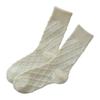 Solid Color Rhombus Striped Pattern Winter Thermal Warm Crew Socks for Women Thicken Faux Wool Knit Middle Tube Socks