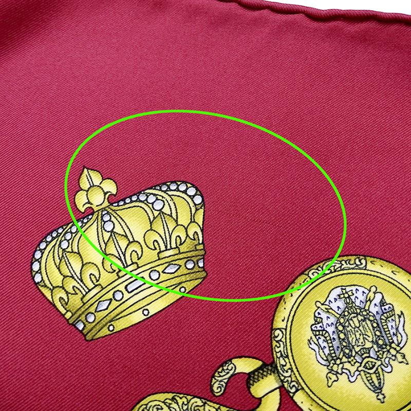 [USED]Hermes scarf for brand Carre Les Tambours Drums of the women, name, 90, (The Tambour), silk, red, stylish.