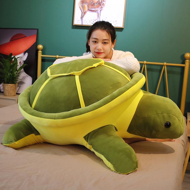 80cm Giant Green Tortoise Plush Toy Kawaii Animal Dolls Stuffed Soft Animal Sea Turtle Pillow