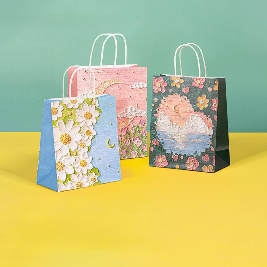 A Set of 10 3D Embossed Art Gift Bags – Cute and Beautiful Paper Shopping Bags, Suitable for Various Occasions Such As Parties and Birthdays.
