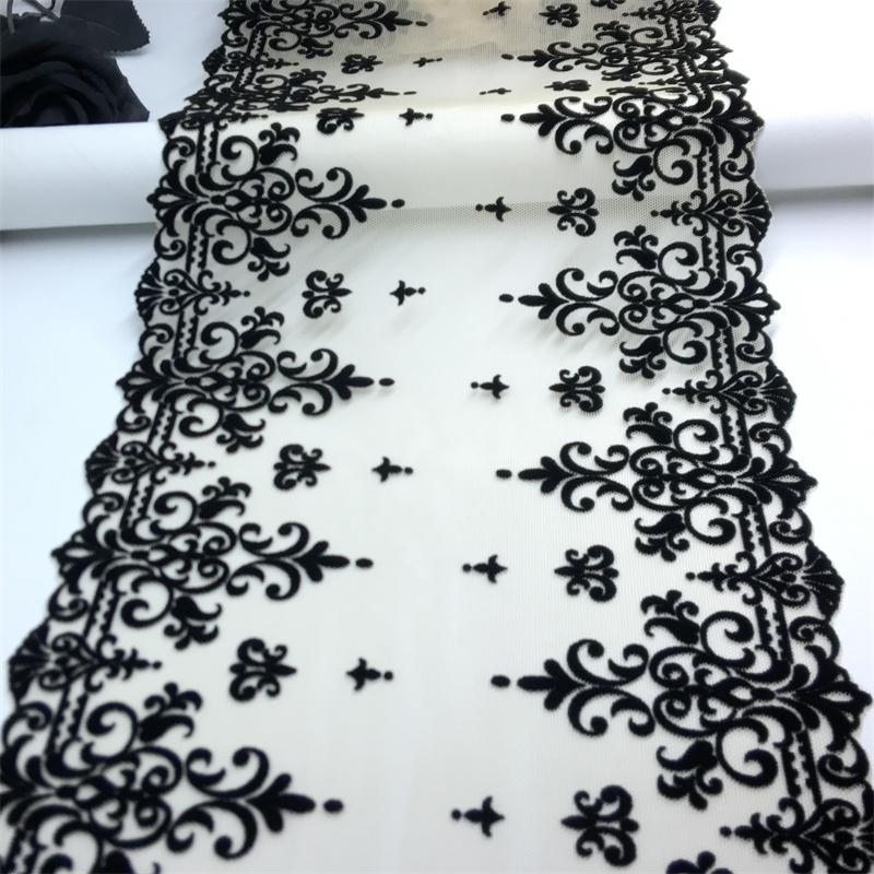 

1 ярд х 22,5 см Вышитое сетчатое кружево, Вышивка флоком Сетчатое кружево для нижнего белья, бюстгальтера, трусов, платья, куклы, домашнего декора и шитья своими руками 1 yard x 22.5 cm чёрный/светло-бежевый