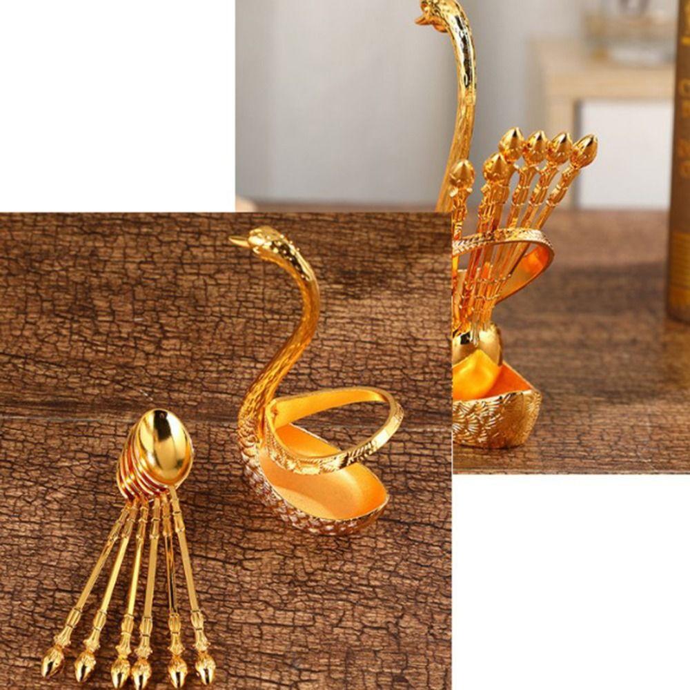 Elegant Dessert Utensils Nordic Coffee Spoons Swan Holder Dessert Cake Forks  Kitchen Use
