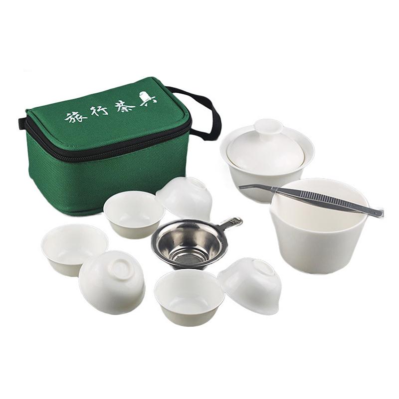 

11pcs Set Chinese Portable Kung Fu Tea Set,Porcelain Service Gaiwan Tea Cups Mug of Tea Ceremony Teapot,Ceramic Travel Teacup белый