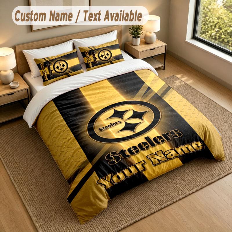 Bedding Set 1 Duvet Cover 2 Pillowcases Pittsburgh Steelers Print Soft Bed Linen Bedroom Decor