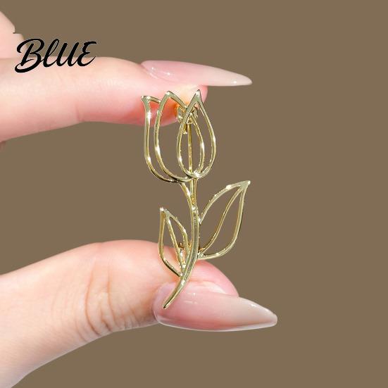 Jewelry Gift Brooch Hollow Tulip Design Anti-Wear Lapel Pin Sweaters