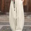 Women's Retro High Waist Cotton Linen Lantern Pants - Plus Size, Solid Color, Slimming, Long, Casual Spring/Summer Wear