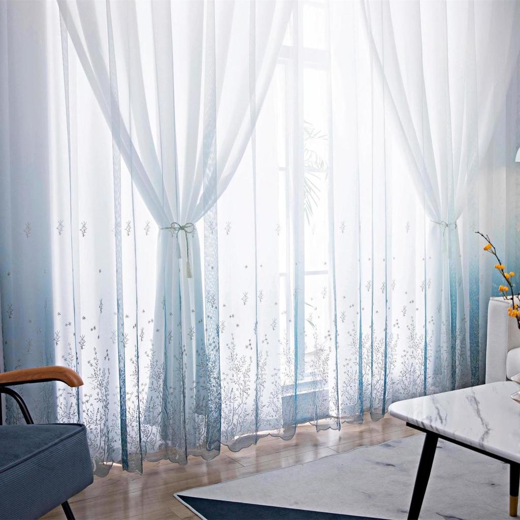 Multi Gradient Color Window Sheer Tulle Curtains for Living Room Bedroom Kitchen Organza Voile Curtain Home Decoration Drapes