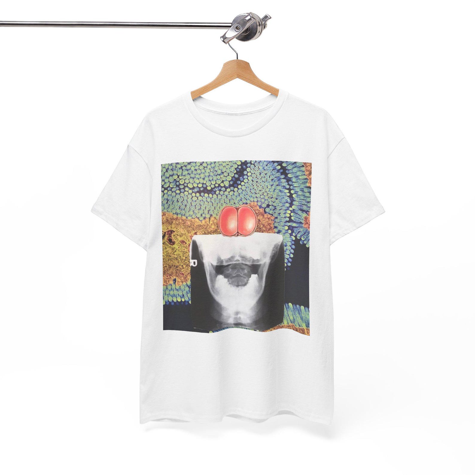Surreal Collage Art T Shirt Anatomical X Ray & Abstract Texture Unique Statement Tee 2XL