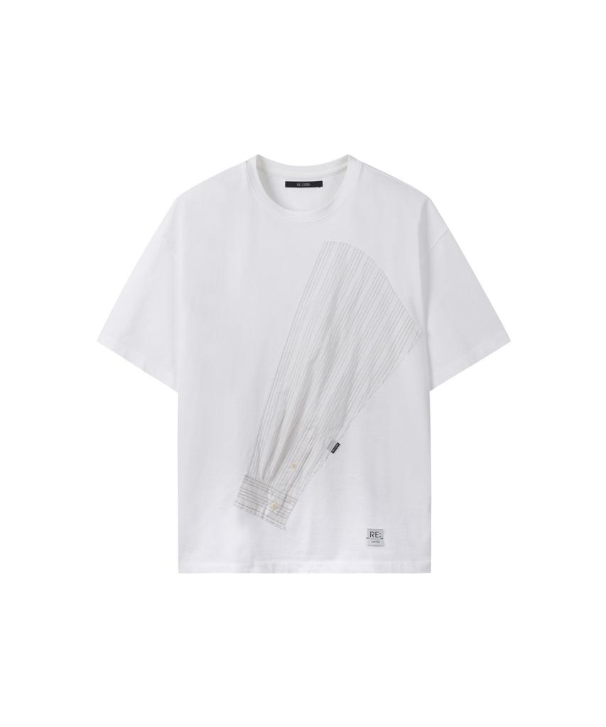 RECODE Sleeve Patch T-Shirt_Rktam25618Whx