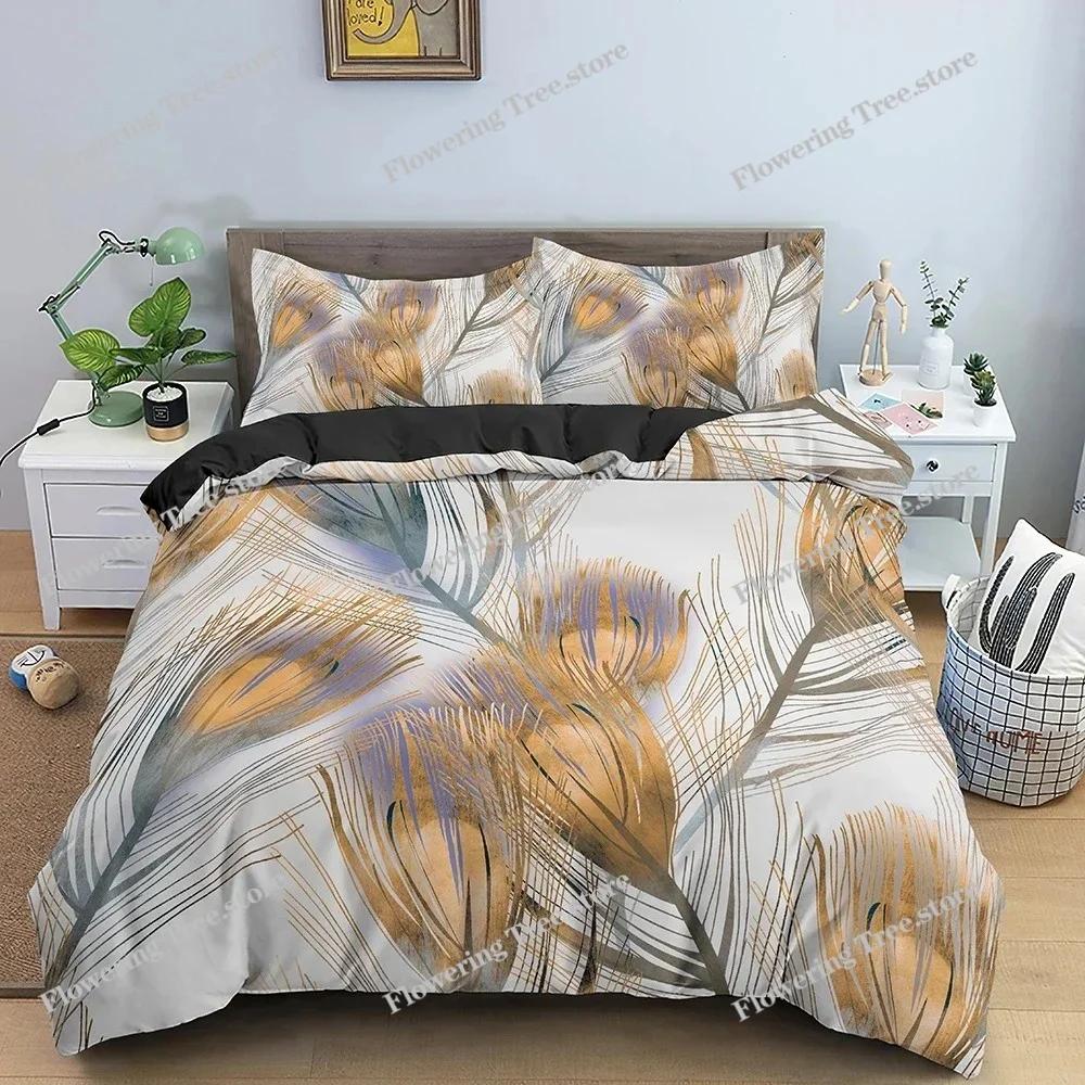 Feathers Pattern Bedding Set Duvet Cover Comforter Covers For Bedroom Twin King Size Soft Quilt Cover With Pillowcase