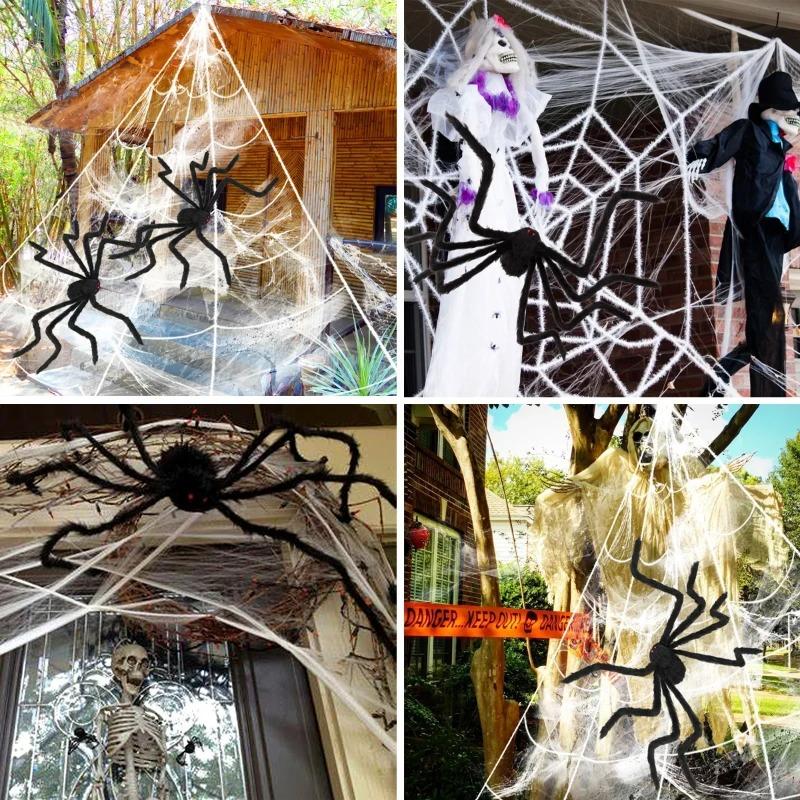 Giant Black Spider Halloween Party Decor for Home 2026 Outdoor Haunted House Ornament Trick or Treat Big Black Spider
