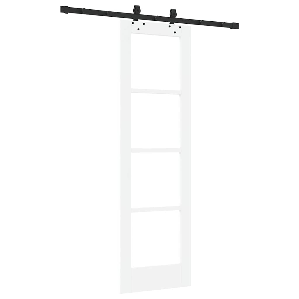Sliding Door White 61 X 198.5 Cm Solid Pine Wood and Glass